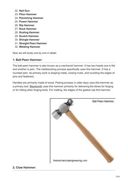 Hammer Function 32 Types of Hammers and Their Uses | PDF | Hammer | Blacksmith