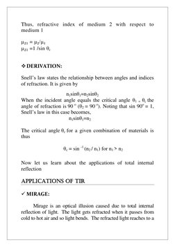 Total Internal Reflection Explained | PDF | Refraction | Reflection ...