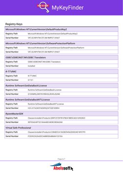 MyKeyFinder
Registry Keys
Microsoft\Windows NT\CurrentVersion\DefaultProductKey2
Registry Path
Microsoft\Windows NT\CurrentVe