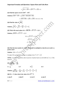Square and Cube Root Practice Questions | PDF | Mathematical Analysis ...