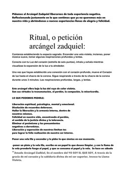 Pidamos al Arcángel Zadquiel liberarnos de toda experiencia negativa. 
Reflexionando justamente en lo que sentimos que ya no