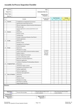 Assembly In-Process Inspection Checklist | PDF | Materials | Building ...