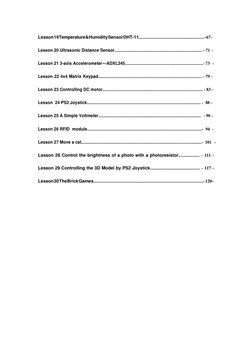 Lesson 19 Temperature & Humidity Sensor DHT-11........................................................... - 67 - 
 
Lesson 20