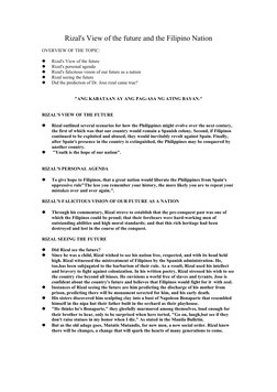 Viewpoint Rizal Rizal's Vision for the Filipino Future | PDF | Philippines