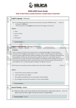 NATA 2022 Exam Guide
FAQs on New Pattern, Sample Questions, Sample Papers, Preparation
4
English Language - Antonyms
Q
5
Engl