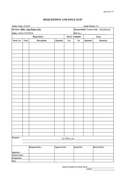 Engineering Store Issue Slip Format Requisition and Issue Slip Template | PDF