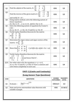 BCA 1st Sem Maths Question Bank | PDF | Matrix (Mathematics) | Determinant