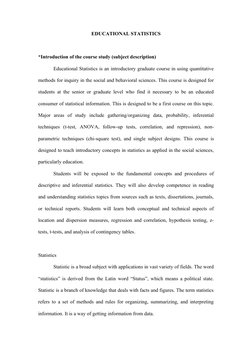 Importance of Educational Statistics | PDF | Statistics | Methodology