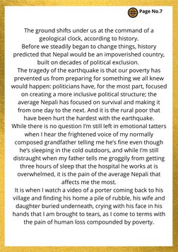 The ground shifts under us at the command of a
geological clock, according to history.
Before we steadily began to change thi