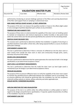 Page Number:
7 of 16
VALIDATION MASTER PLAN
Document No:
Issue Date:
Effective Date:
Mandatory Review Date:
performed by in