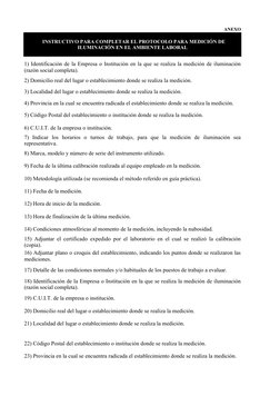 ANEXO
2) Domicilio real del lugar o establecimiento donde se realiza la medición. 
3) Localidad del lugar o establecimiento d