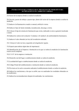 25) Sector de la empresa donde se realiza la medición.
27) Indicar si la Iluminación a medir es natural, artificial o mixta.
