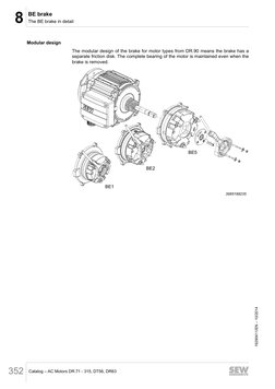 8
BE brake
The BE brake in detail
Catalog – AC Motors DR.71 - 315, DT56, DR63
352
Modular design
The modular design of the br