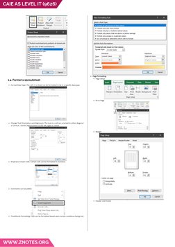 1.4. Format a spreadsheet
Format Data Type- The cells in a sheet can be formatted to be in a
specific data type
Change Text O