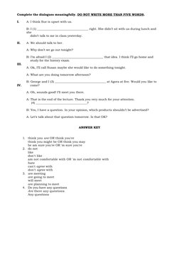 Dialogue Completion Exercises for English | PDF