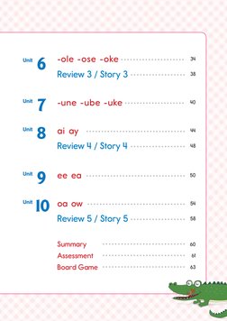 -ole -ose -oke 

34
Review 3 / Story 3	
 38
-une -ube -uke 

40
ai  ay	
 44
Review 4 / Story 4	
 48
ee  ea	
 50
oa  ow