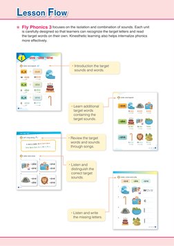 Lesson Flow
 	 ‌Fly Phonics 3 focuses on the isolation and combination of sounds. Each unit 
is carefully designed so that l