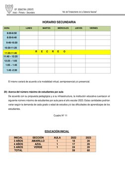 IEP. SEBASTIÁN LORENTE 
Inicial – Primaria – Secundaria 
“Año del Fortalecimiento de la Soberanía Nacional” 
 
 
 
 
HORARIO
