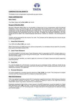 COMPENSATION AND BENEFITS
The details of your compensation and benefits are given below:
FIXED COMPENSATION
Basic Salary:
You