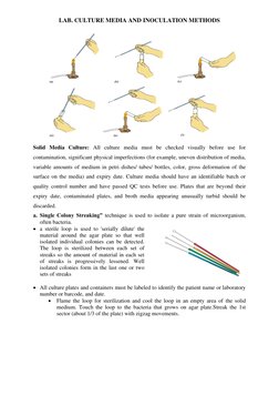 LAB. CULTURE MEDIA AND INOCULATION METHODS 
 
 
Solid Media Culture: All culture media must be checked visually before use fo