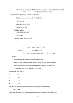 • for structure having period between 0.5 sec and 2.5 sec, k shall be determined by
linear