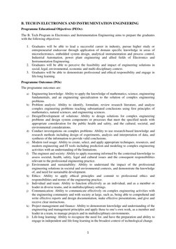 1 
 
B. TECH IN ELECTRONICS AND INSTRUMENTATION ENGINEERING 
 
Programme Educational Objectives (PEOs): 
 
The B. Tech Prog