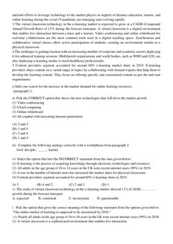 national efforts to leverage technology to the market players in support of distance education, remote, and 
online learning