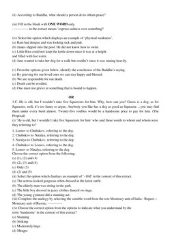 (ii) According to Buddha, what should a person do to obtain peace? 
 
(iii) Fill in the blank with ONE WORD only. 
- ------