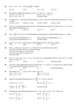 22. 
If Tn + 2 = 2Tn + 1 + Tn   ∀ N, then 
n 1
n
n
T
lim T
+
→∞
 is equal to 
 
(A) 
2   
 
(B) 2 
 
 
(C) 1 + 
2  
 
(D) 
2