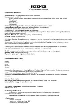 SCIENCE
2ND Quarter Exam Reviewer
Electricity and Magnetism
Audiovisual (AV)- the link between electricity and magnetism
Broa