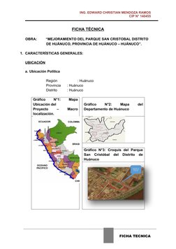 ING. EDWARD CHRISTIAN MENDOZA RAMOS
CIP N° 140455
FICHA TÉCNICA
OBRA:         “MEJO