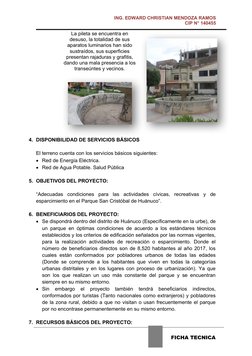 ING. EDWARD CHRISTIAN MENDOZA RAMOS
CIP N° 140455
La pileta se encuentra en
desuso,