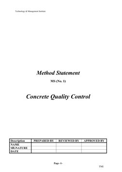 Concrete Quality Control Method Statement | PDF | Concrete | Strength ...
