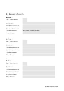 5.
Contract Information
Contract 1
Code of accounts identifier
Contractor name
Contract manager project-side
Contract manager
