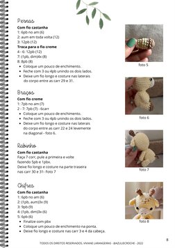 TODOS OS DIREITOS RESERVADOS, VIVIANE LARANGEIRAS - @AZULIECROCHE - 2022 
8
foto 6
Pernas
Braços
Coloque um pouco de enchimen