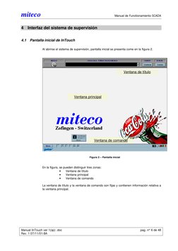 miteco 
 
Manual de Functionamiento SCADA 
Manual InTouch ver 1(sp) .doc 
 
pag. n° 6 de 48 
Rev. 1 07/11/01-BA 
4 Interfaz d