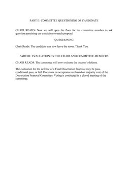 PART II: COMMITTEE QUESTIONING OF CANDIDATE
CHAIR READS:  Now we will open the floor for the committee member to ask
question