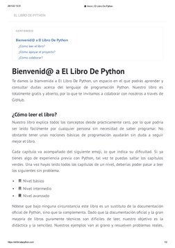 26/1/22 13:31
🏠️ Inicio | El Libro De Python
https://ellibrodepython.com
1/2
Te damos la bienvenida a El Libro De Python, un