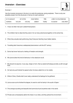 Inversion – Exercises 
_______________________________________________________________________ 
 
Exercise 1 
 
Use the inver