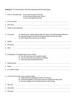 Exercise 3:  For each situation, write three sentences with the words given. 
 
 
1. A list: In the safari park:  a) yo