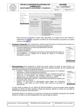 ESCUELA SUPERIOR POLITÉCNICA DE 
CHIMBORAZO 
DEPARTAMENTO DE SISTEMAS Y TELEMÁTICA 
INFORME 
Código : CA-SISTEMAS-01 
Revis