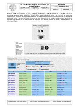 ESCUELA SUPERIOR POLITÉCNICA DE 
CHIMBORAZO 
DEPARTAMENTO DE SISTEMAS Y TELEMÁTICA 
INFORME 
Código : CA-SISTEMAS-01 
Revis