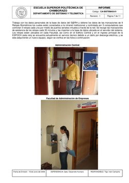 ESCUELA SUPERIOR POLITÉCNICA DE 
CHIMBORAZO 
DEPARTAMENTO DE SISTEMAS Y TELEMÁTICA 
INFORME 
Código : CA-SISTEMAS-01 
Revis