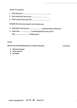 English - Grade 7 - Third Term Test 2019 - North Central Province | PDF