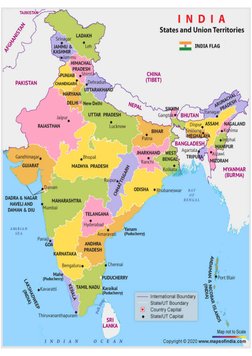 India Political Map with Capitals | PDF | South Asia | Asia