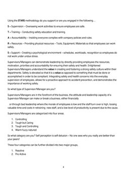 4 
 
 
 
Using the STARS methodology do you support or are you engaged in the following…. 
S = Supervision – Overseeing work