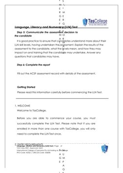 Lln Input LLN Test: Skills Assessment Guide | PDF | Literacy | Cognition