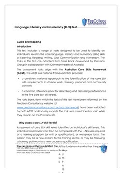 Lln Input LLN Test: Skills Assessment Guide | PDF | Literacy | Cognition