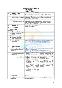 Caring for Sense Organs in Grade 2 | PDF | Learning | Lesson Plan