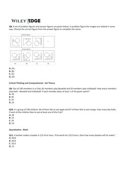 Q8. A set of problem figures and answer figures are given below, in problem figure the images are related in some 
way. C
